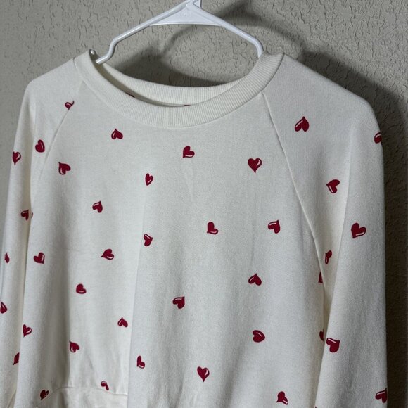 Women’s Size M Crop Sweater Heart Print Ivory Pink Trending Casual Sweater’s - Picture 6 of 8